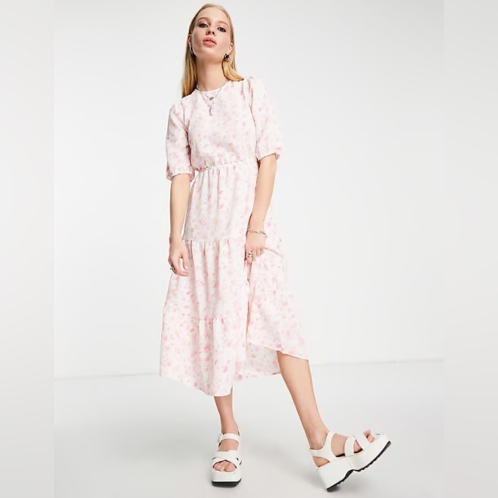 ONLY Mira Floral Tie-Back Midi Babydoll Dress - Picture 5 of 15